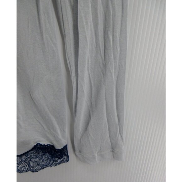 Frette Top Large Blouse Pullover Scoop Neck Breathable Knit Lace Hem - Picture 3 of 11
